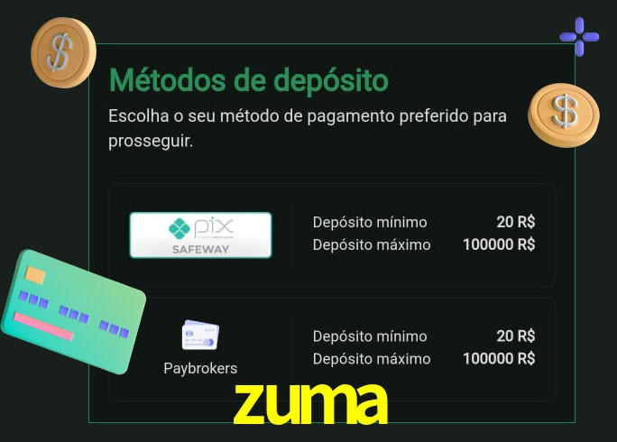 O cassino zuma oferece uma grande variedade de métodos de pagamento